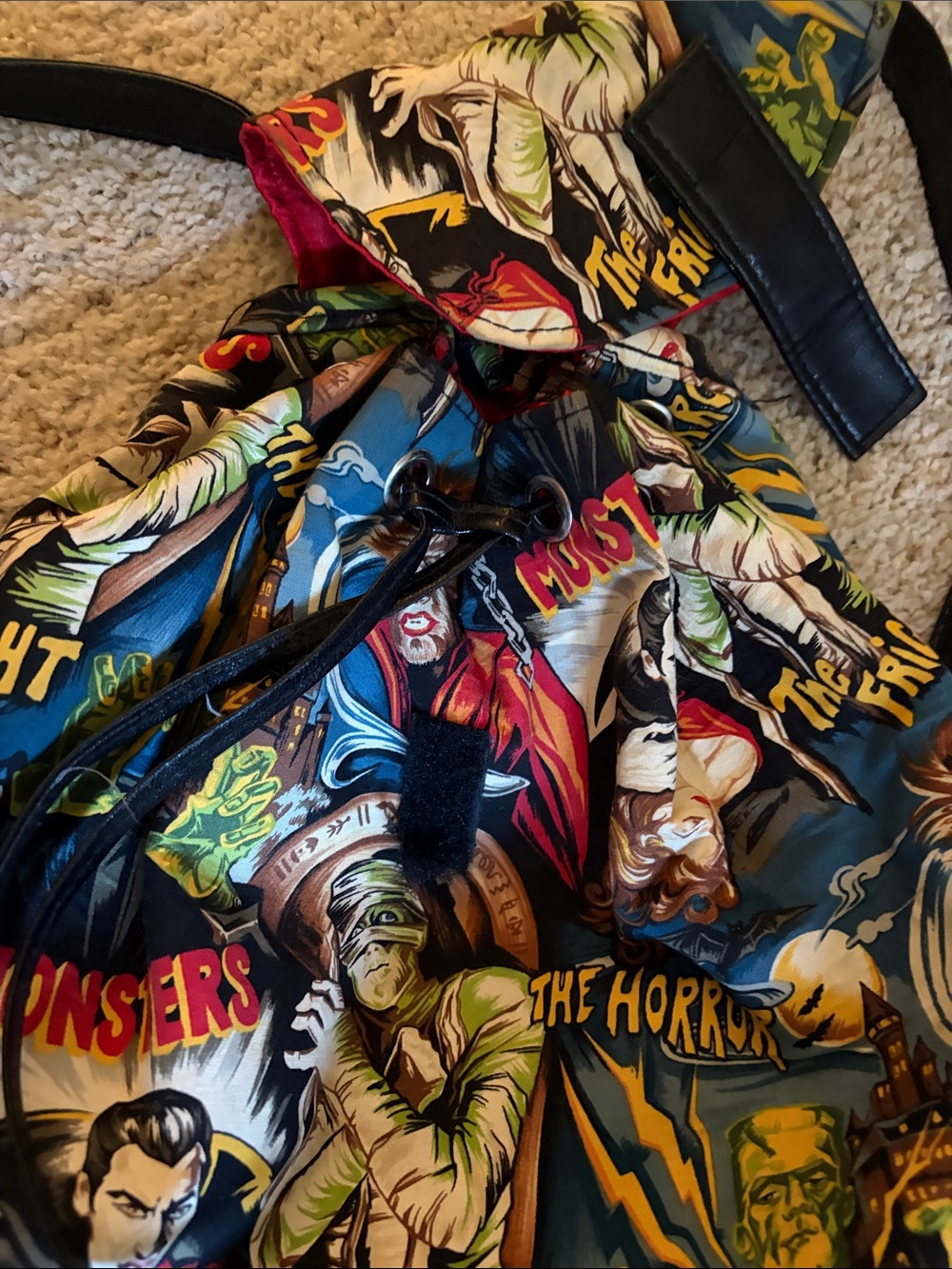 Horror Comic Print Backpack in Multi-Color - Picture 5 of 11